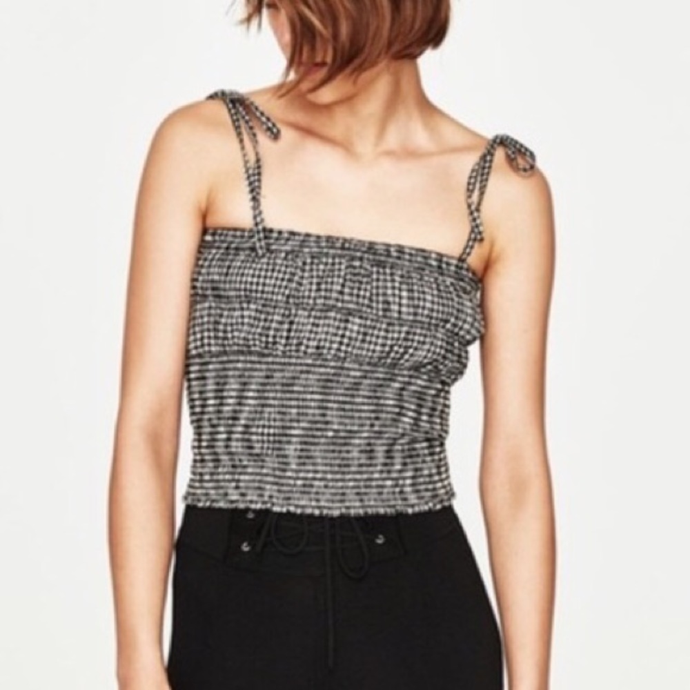 NWOT Gingham Ruched Crop Too From Zara